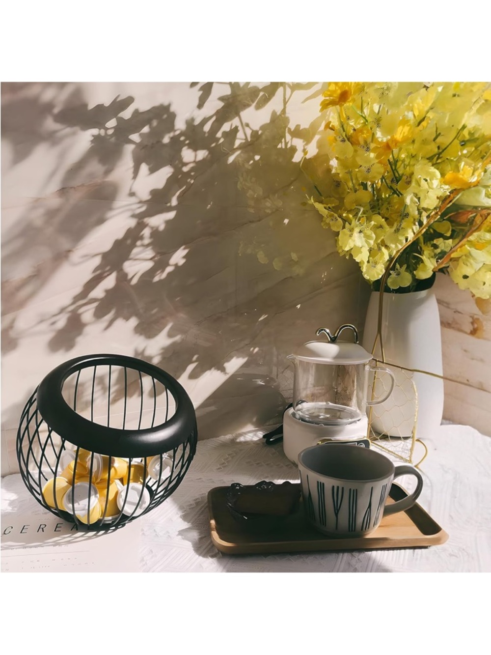 Black Wire Fruit Basket Bowl - Modern Kitchen Decor